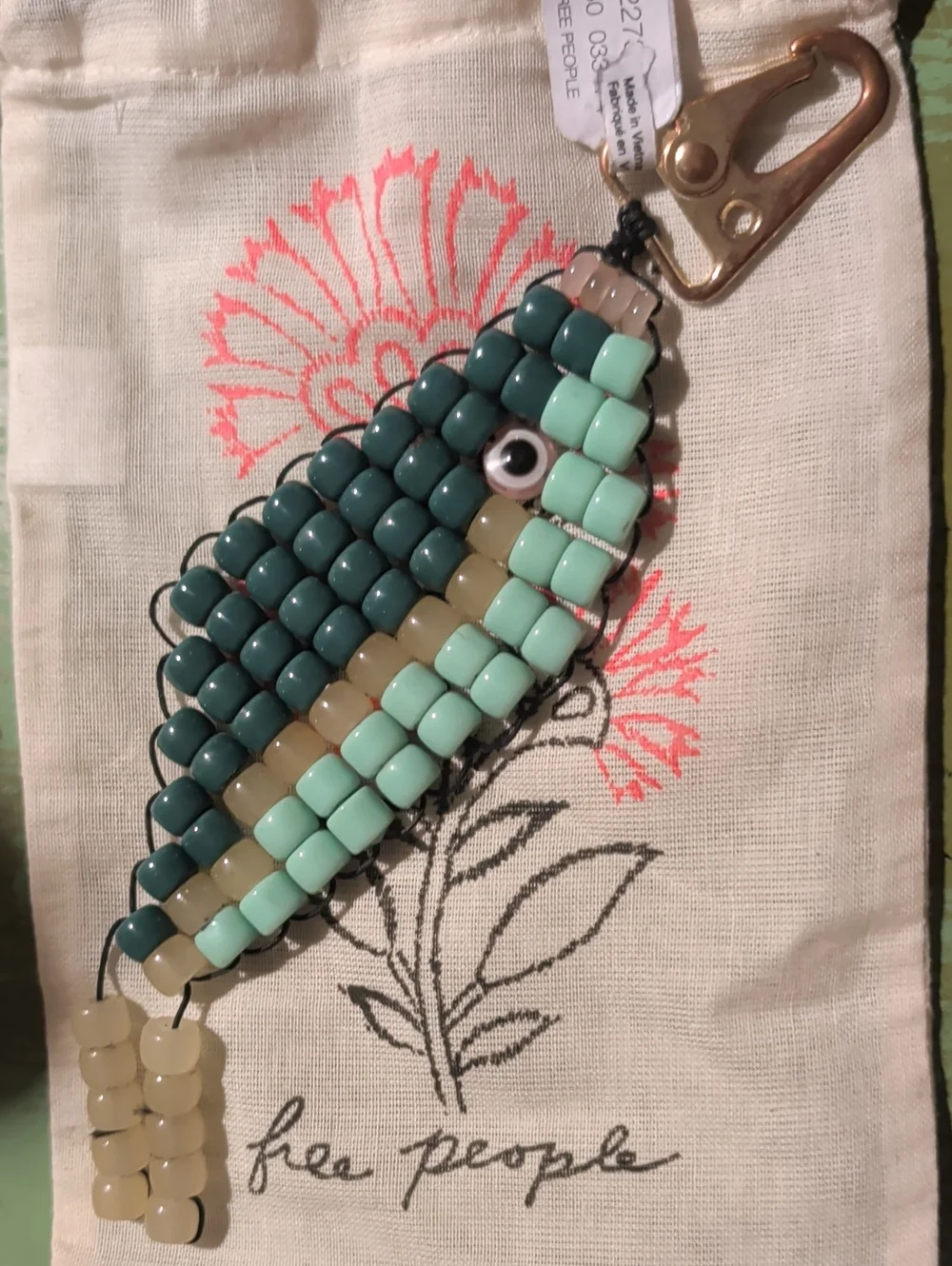 Free People Beaded Fish Bag Charm/ Keychain